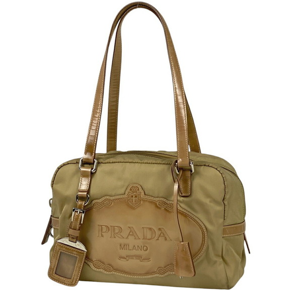 Prada handbag brown Boston nylon - Picture 1 of 6